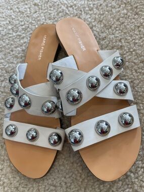 Marc Fisher White Studded Slide Sandals
Size 8 1/2